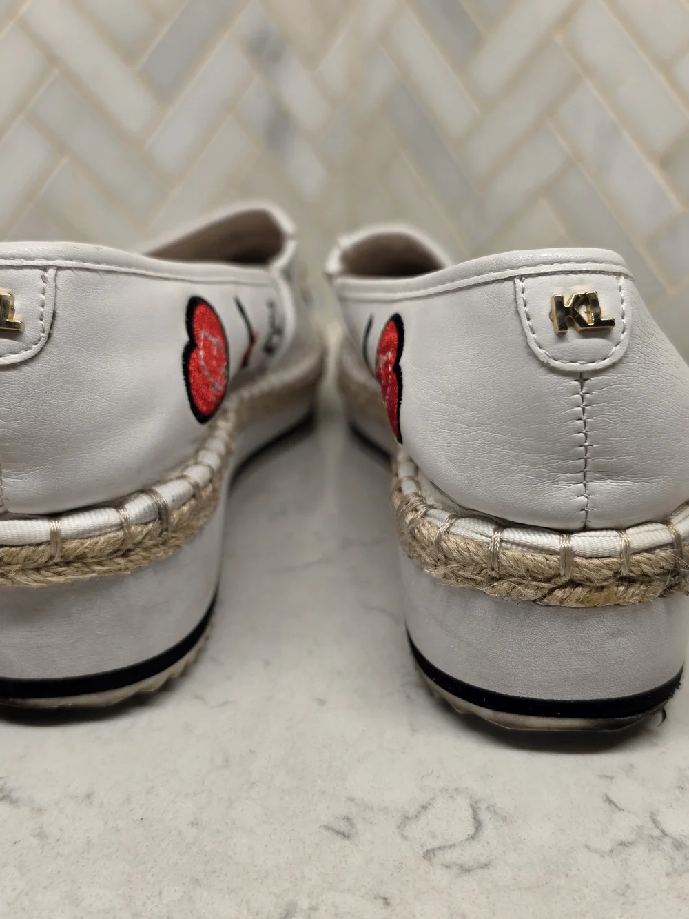 Karl Lagerfeld white leather